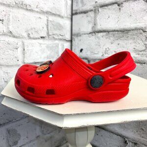 Crocs Classic Clogs Red with Jibbitz NHL Calgary Flames Charms Size 8 9